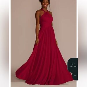 Chic Red Halter Evening Gown